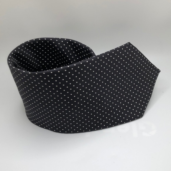 VTG modi timeless silk tie. White Dots on Black - Picture 1 of 8